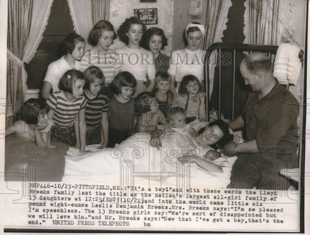 1954 Lloyd Brooks Family Welcome Boy After 13 Girls - Historic Images