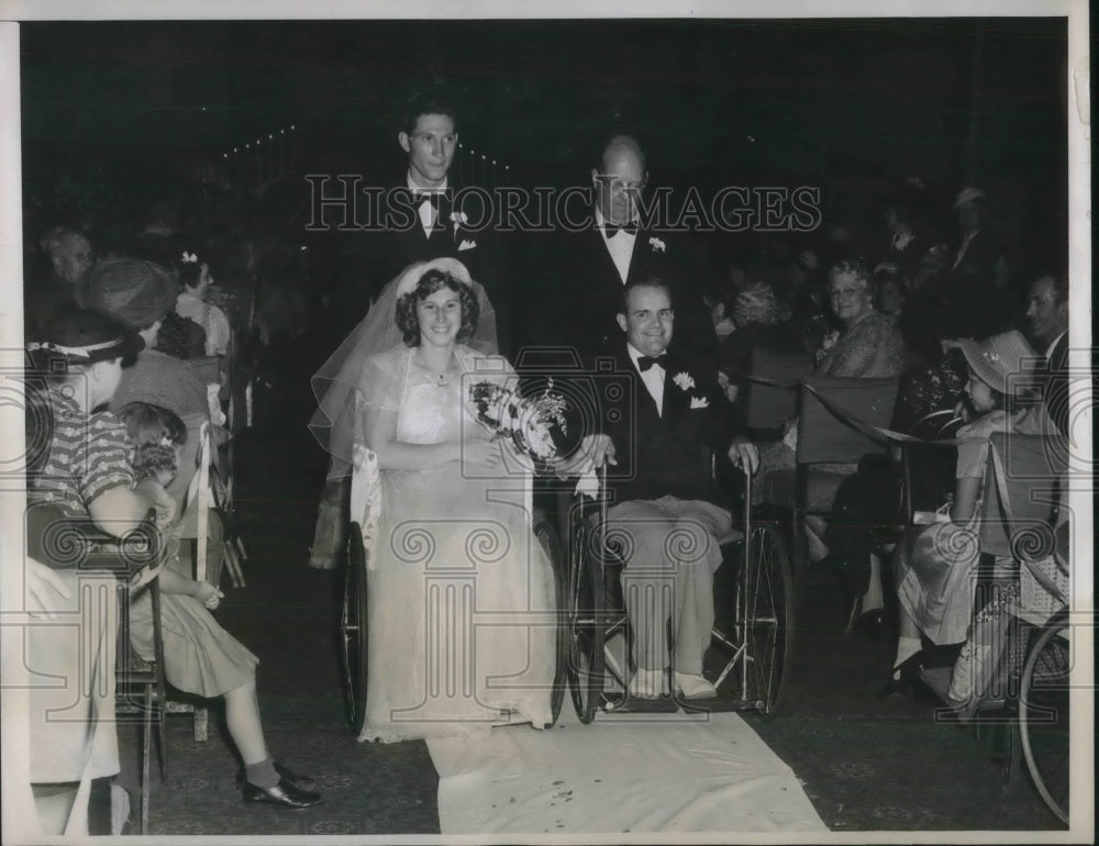 1939 Press Photo Los Angeles Viola G Slocum Ray Short Married In Wheelchairs - Historic Images