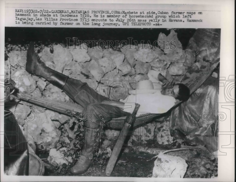1933 Cuban Farmer Naps On Hammock in Shade-Historic Images