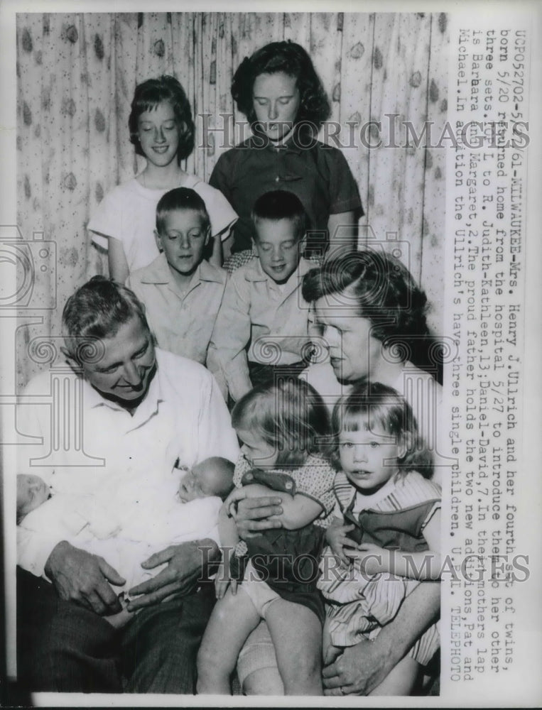 1961 Mrs. Henry Ullrich and her fourth set of twins, Milwaukee - Historic Images