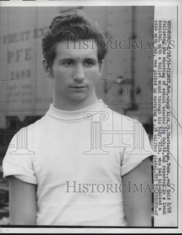 1958 Press Photo Jack Kirk Shot School Teacher Picked Him Up Hitchhiking - Historic Images