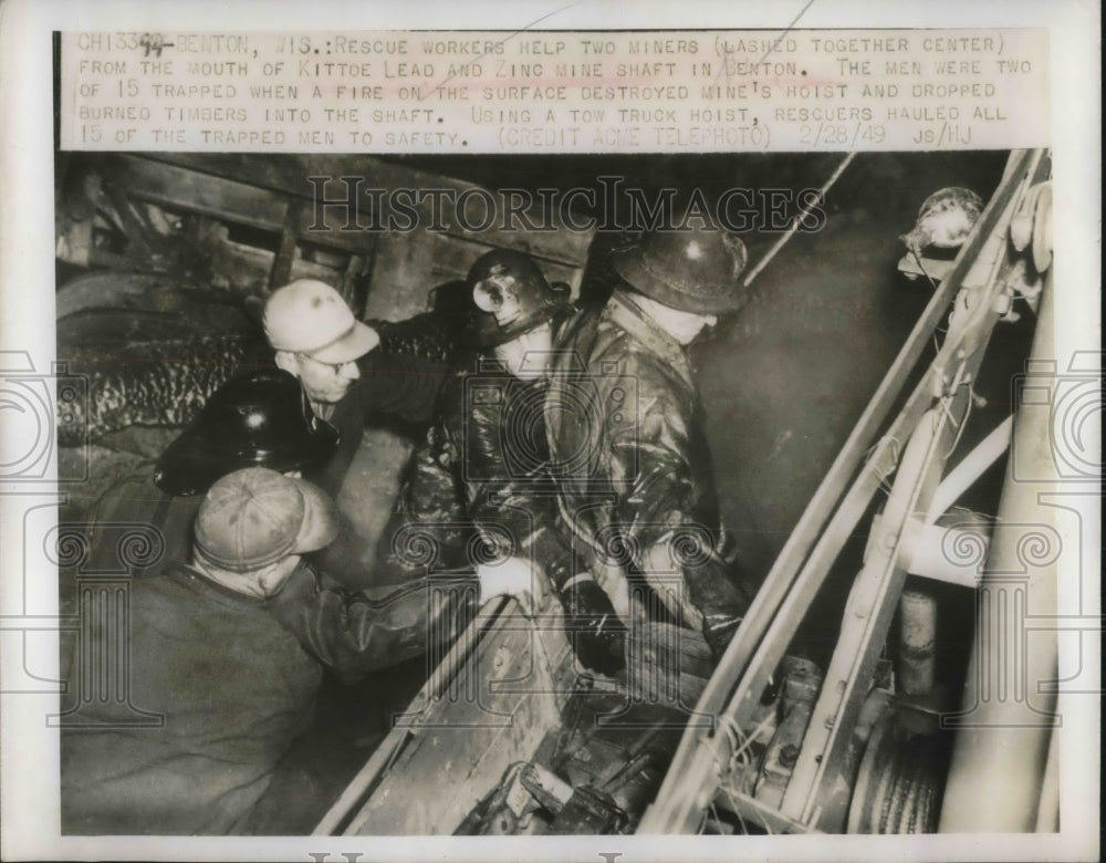 1949 Rescue Workers Benton Wisconsin trapper miners - Historic Images