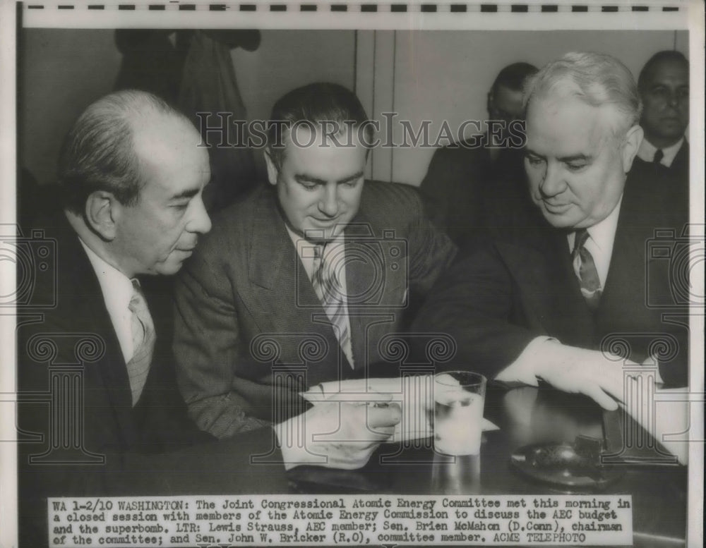 1950 Press Photo Joint Congressional Atomic Energy Committee Lewis Strauss-Historic Images