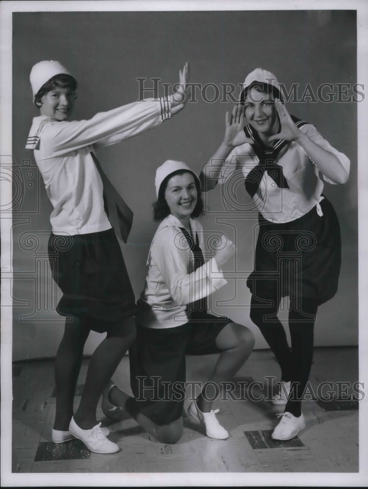 1961 Jr Board cheerleaders in Cleveland, Mrs Killius,Mrs Scott - Historic Images