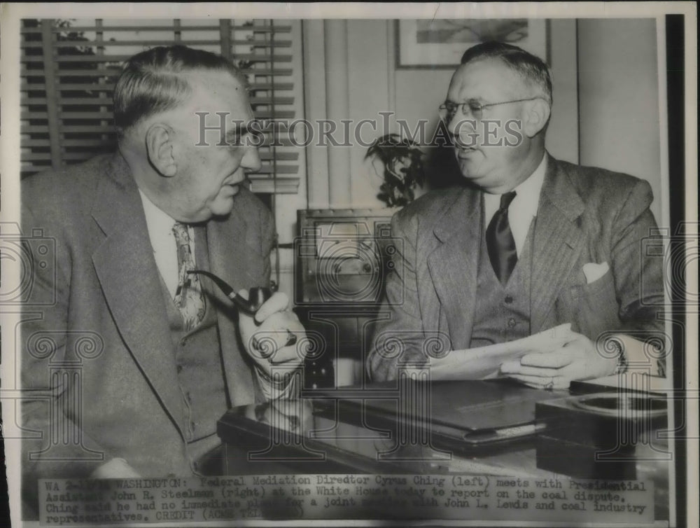 1949 Press Photo D.C. Fed Mediation Dir. Cyrus Ching & Pres Asst John R Steelman - Historic Images