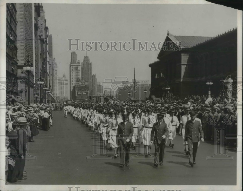 1930 Parade of airport ushers for airport in Chicago, Ill. - Historic Images