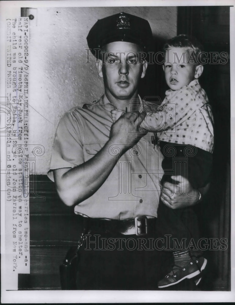 1956 Phila.Pa policeman Frank Gublef &amp; baby Tim Kay Buck - Historic Images