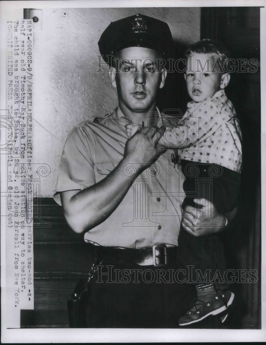 1956 Phila.Pa policeman Frank Gublef & baby Tim Kay Buck - Historic Images