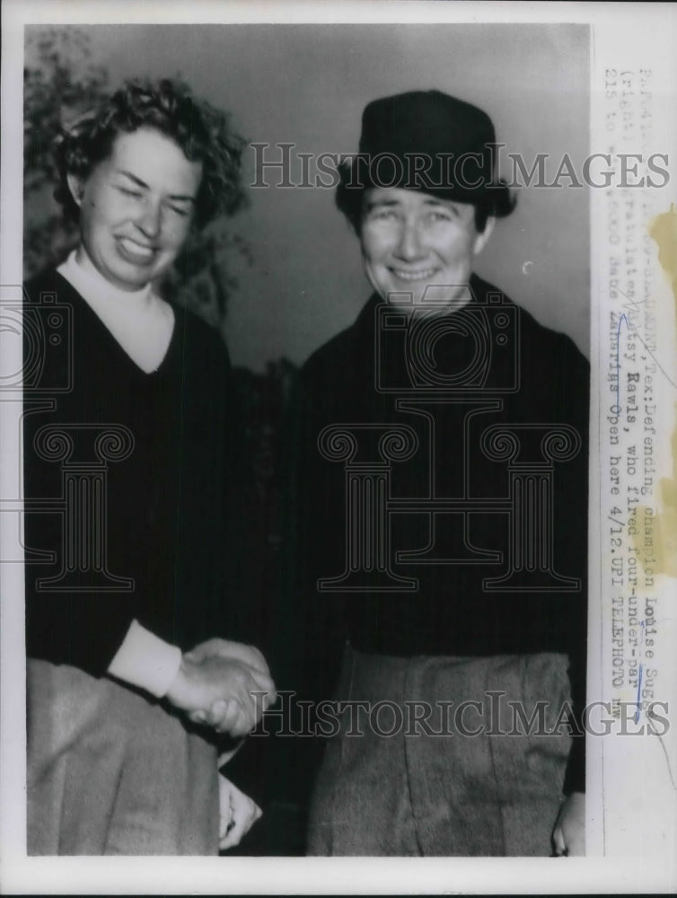 1959 Press Photo Beaumont, Tex. Louise Suggs &amp; Betsy Rawls in Zaharias Open golf-Historic Images