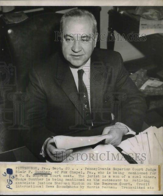 1956 Pittsburgh, Pa. Superior Court Judge Blair F Gunther - Historic Images