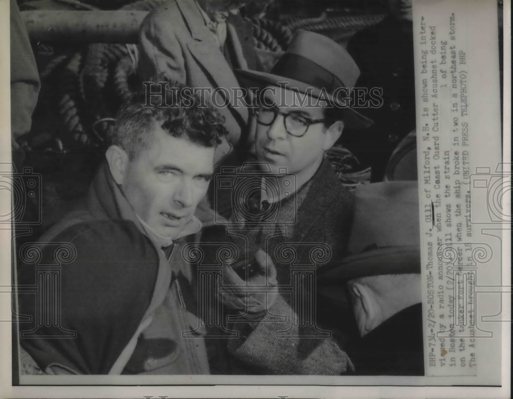 1952 Press Photo Boston, Thomas Gill after tanker sunk in a storm - Historic Images