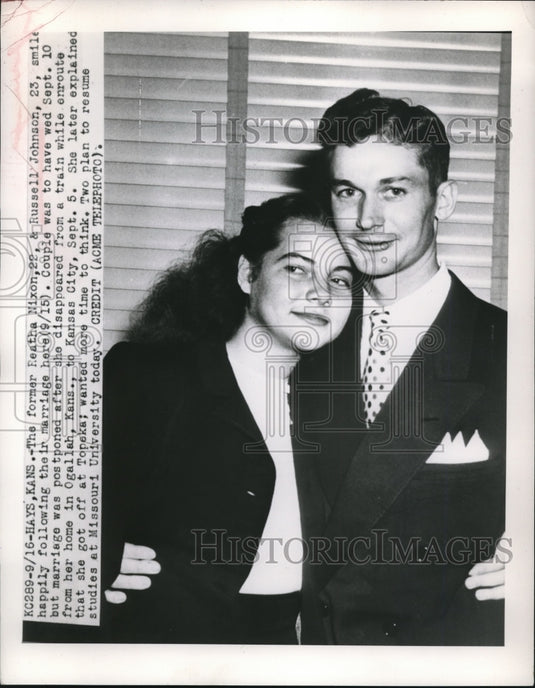 1943 Press Photo Reatha Nixon Marries Russell Johnson in Hays, Kansas - Historic Images