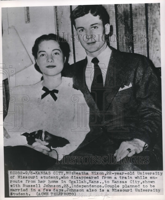 1949 University of Missouri Students Nixon & Johnson Wed - Historic Images