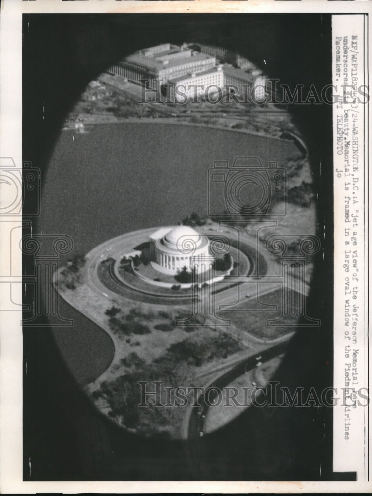 1959 Press Photo View of Jefferson Memorial From Piedmont Airlines Pacemaker - Historic Images