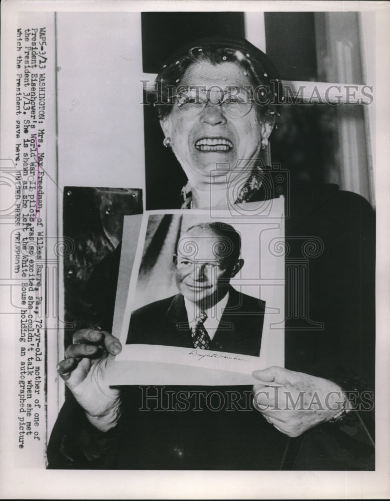 1953 Press Photo Mrs. Max Freedman (mom of WWII pilot of Pres. Eisenhower) - Historic Images