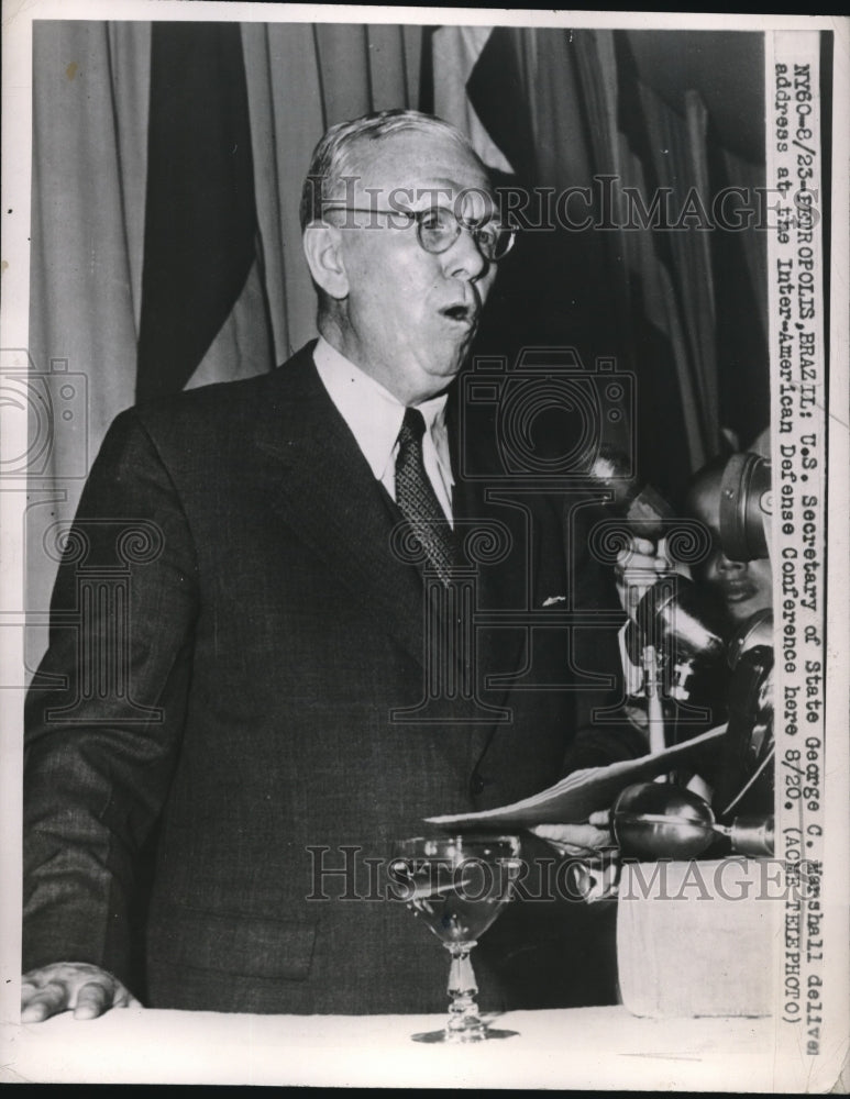 1947 Secretary of State George Marshall Speaks To Defense Conference - Historic Images