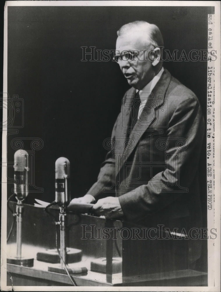 1951 Press Photo Secretary of State George Marshall Speaks Before Committee - Historic Images