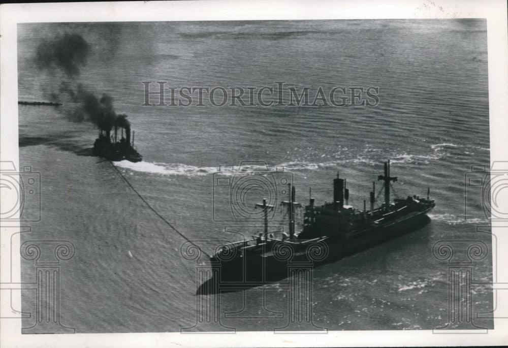 1949 Press Photo SS Green Mountain State Ran Aground Carrying Ammonium Nitrate-Historic Images