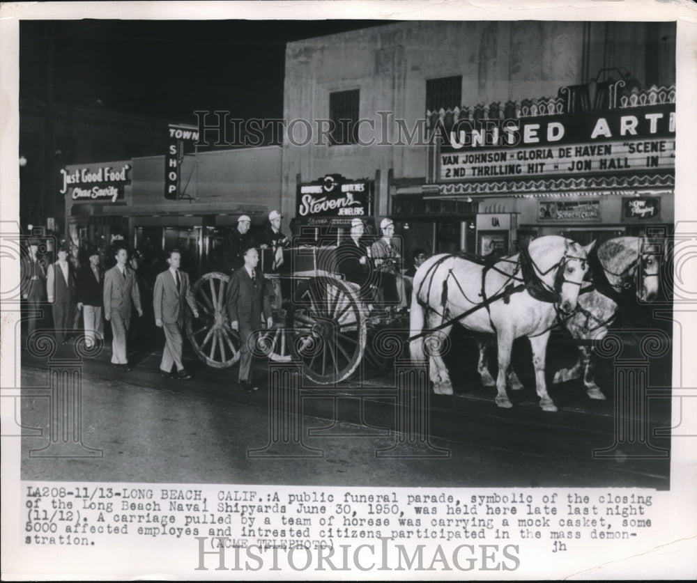 1949 Funeral Parade Symbolic Closing Long Beach Naval Shipyard - Historic Images