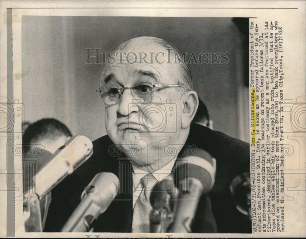 1935 Press Photo Former Bank President Don Silverthorne Testifies - Historic Images