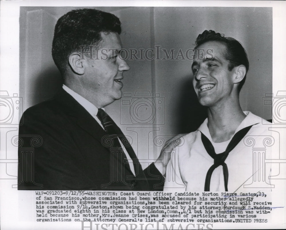 1955 Coast Guard Officer Candidate Norton Pierre with Atty. Madden - Historic Images