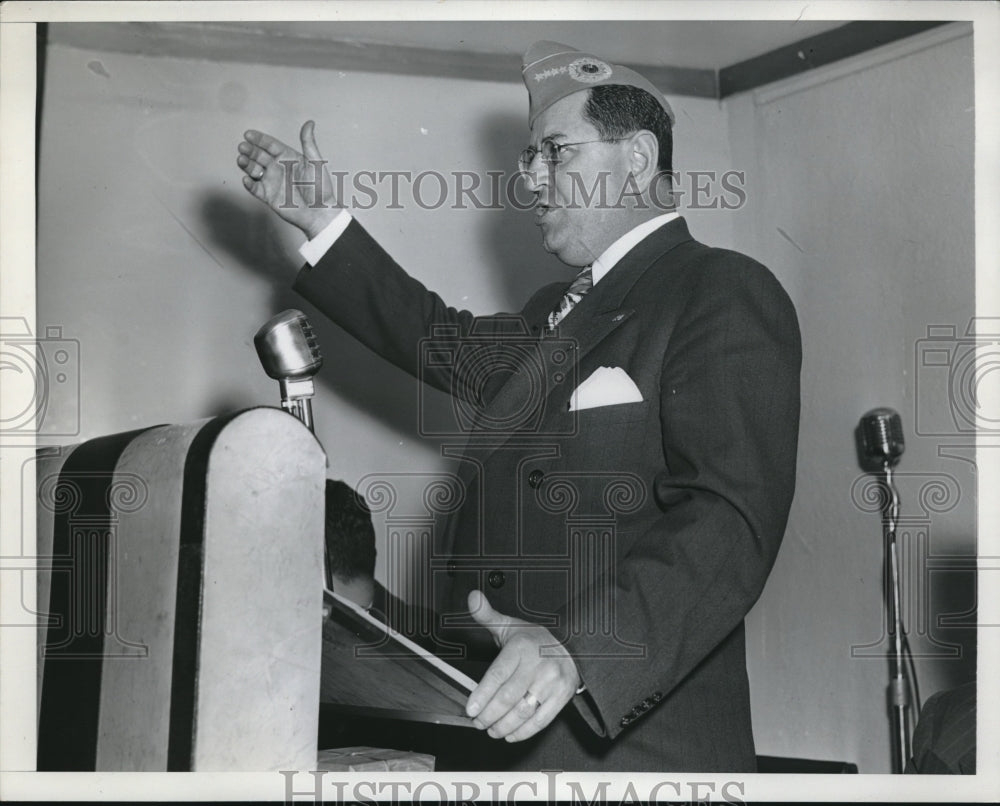 1952 Press Photo Paul Greenberg speaks at Jewish Veterans convention-Historic Images