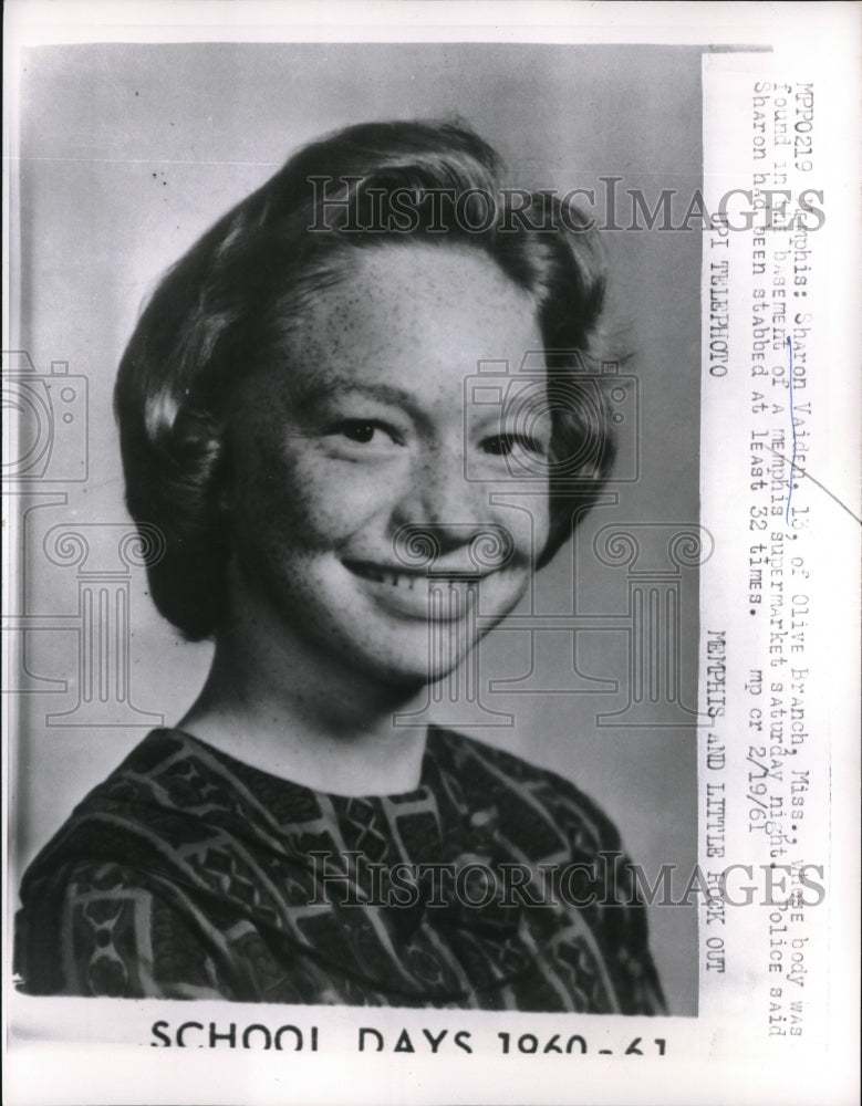 1961 Press Photo Sharon Vaiden found murdered in a Memphis super market-Historic Images