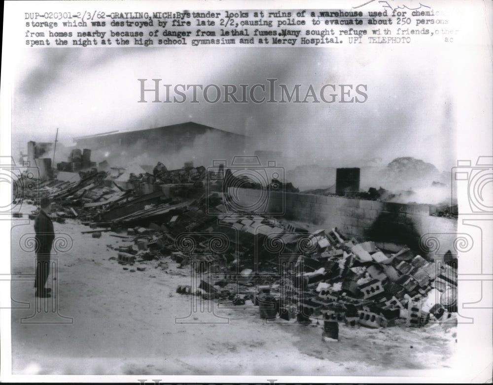 1962 Warehouse Firein grayling Mich. - Historic Images