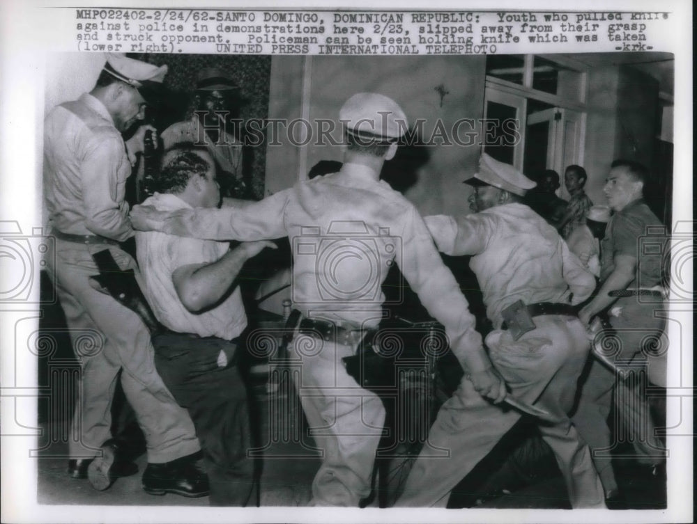 1962 Police Retaliating to Demonstrations in Santo Domingo - Historic Images