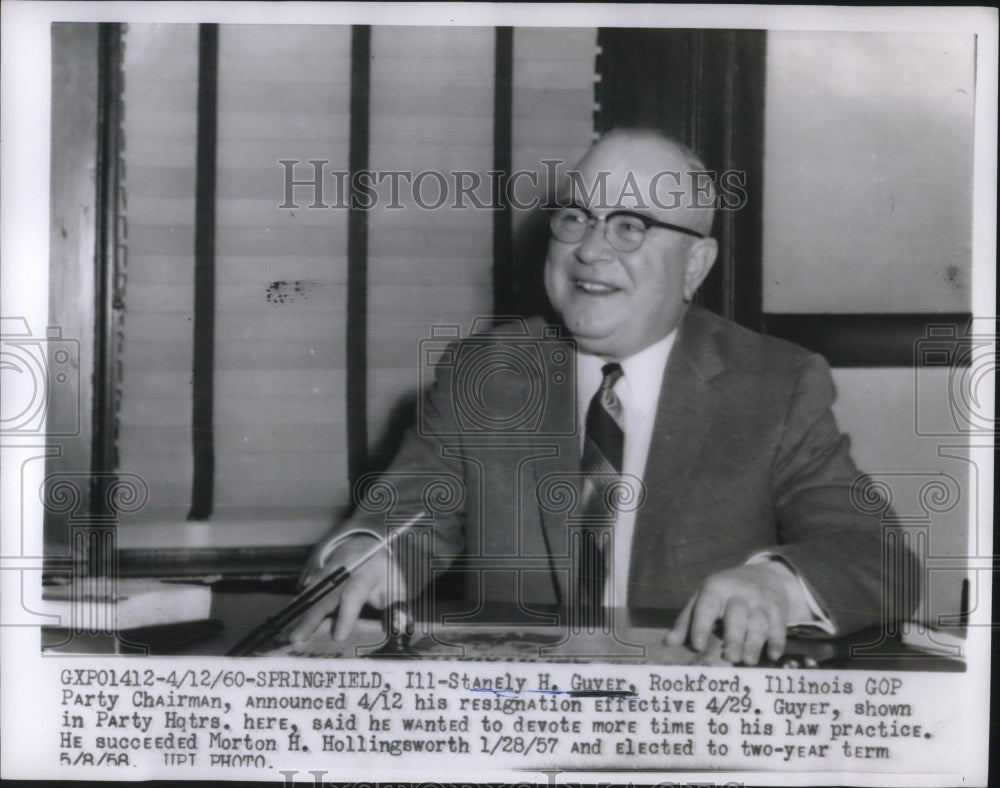 1960 Illinois GOP Chairman Stanely Guver Announces Resignation - Historic Images