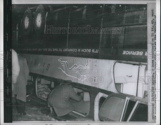 1959 Press Photo Greyhound Bus Accident US Rt 40 Dayton Ohio - Historic Images