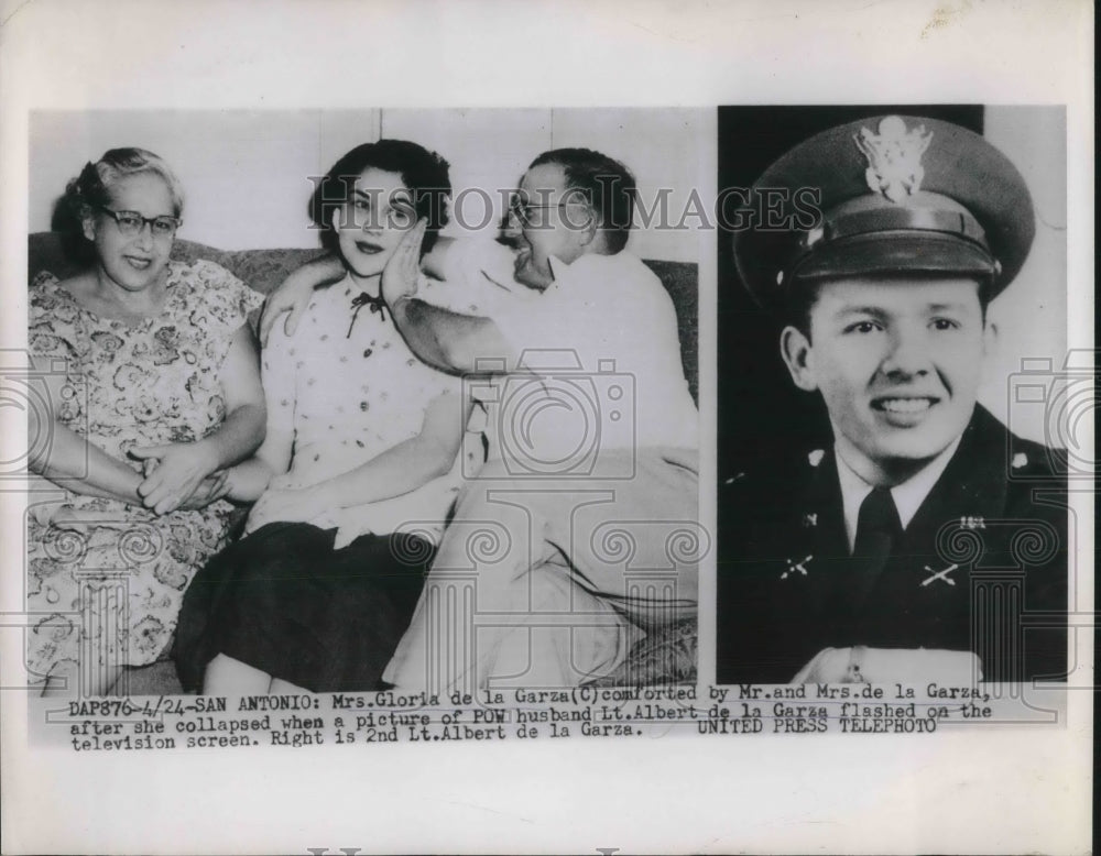 1953 Press Photo Mrs Gloria de la Garza Picture of Her Husband a POW Flashed TV-Historic Images