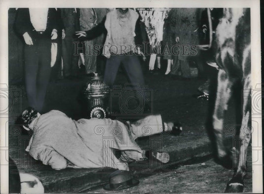 1950 NYC, Man falls down in melee tween pickets & police Hold Berlin - Historic Images