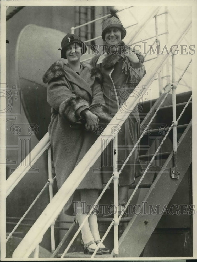 1925 Camile McDaniel & Rebekah Kennet Sail Aboard President Menroal - Historic Images