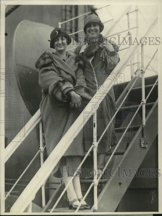 1925 Camile McDaniel & Rebekah Kennet Sail Aboard President Menroal - Historic Images