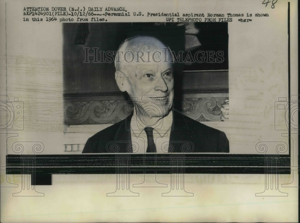 1966 US Presidential candidate Norman Thomas in 1964 photo - Historic Images