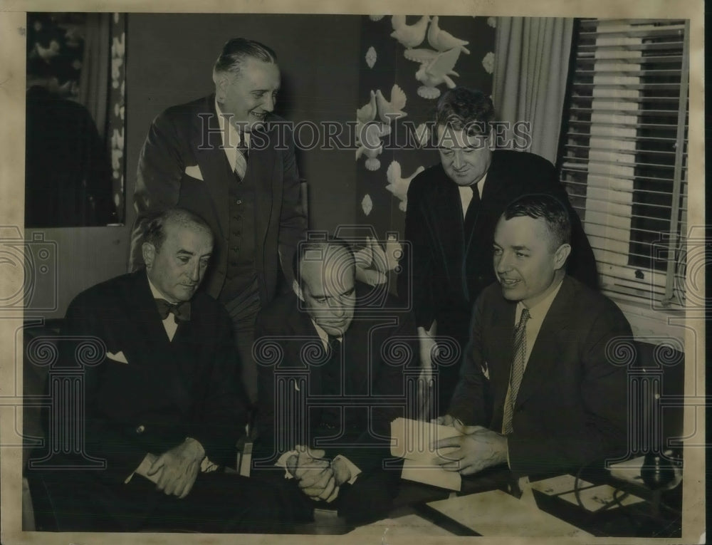 1937 Press Photo Mediation Boad to end strike, McGrady,Garrior,Taft,Lind, Dewey-Historic Images