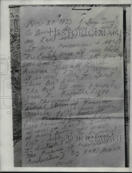 1934 View Of Leon Grant McBurney's Will - Historic Images