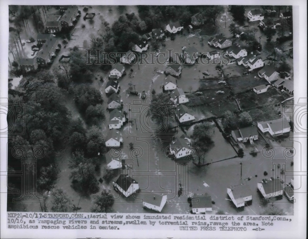 1955 Press Photo Aerial View Shows Residential District Of Stamford Connecticuit - Historic Images