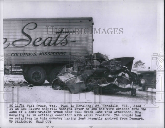 1956 Accident With Tractor Trailer 1 Dead Critically Injured - Historic Images