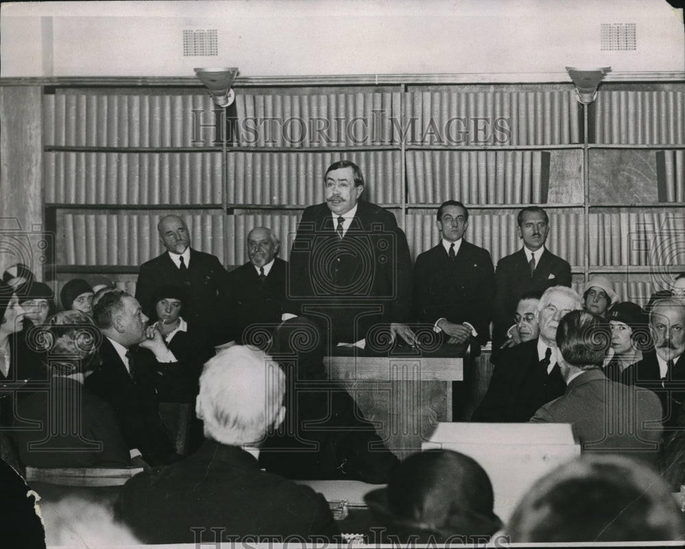 1931 Paul Painleve Former Minister of War Inaugurating School Peace - Historic Images