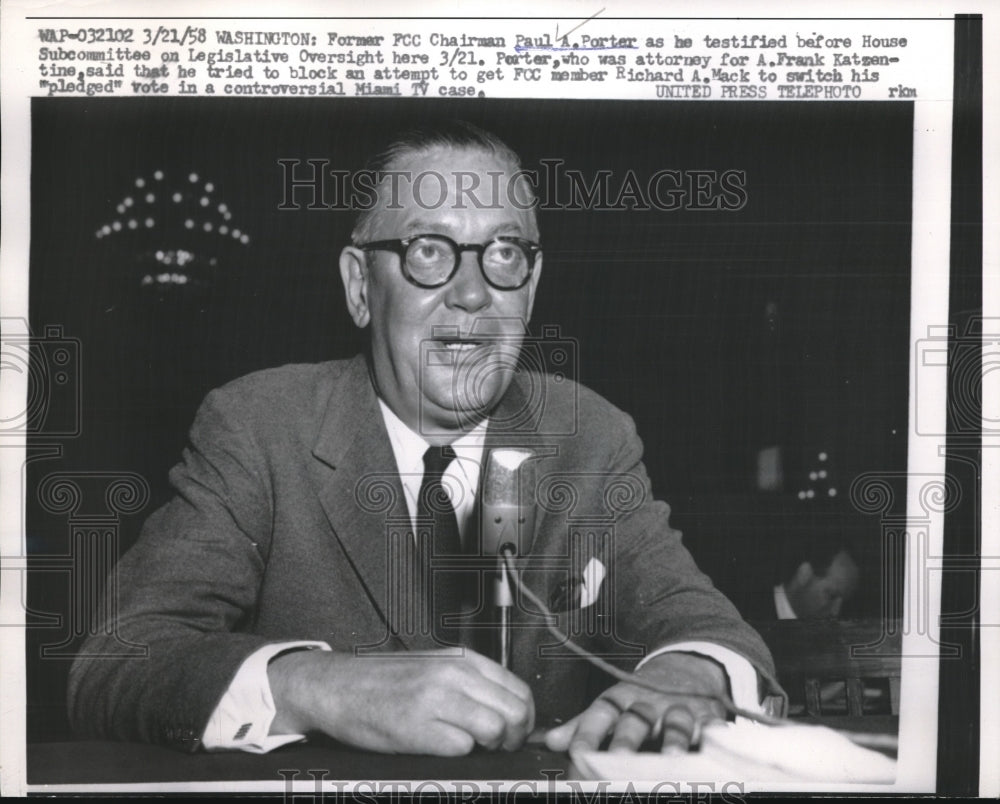 1958 Former FCC Chairman Paul Porter Testifies - Historic Images