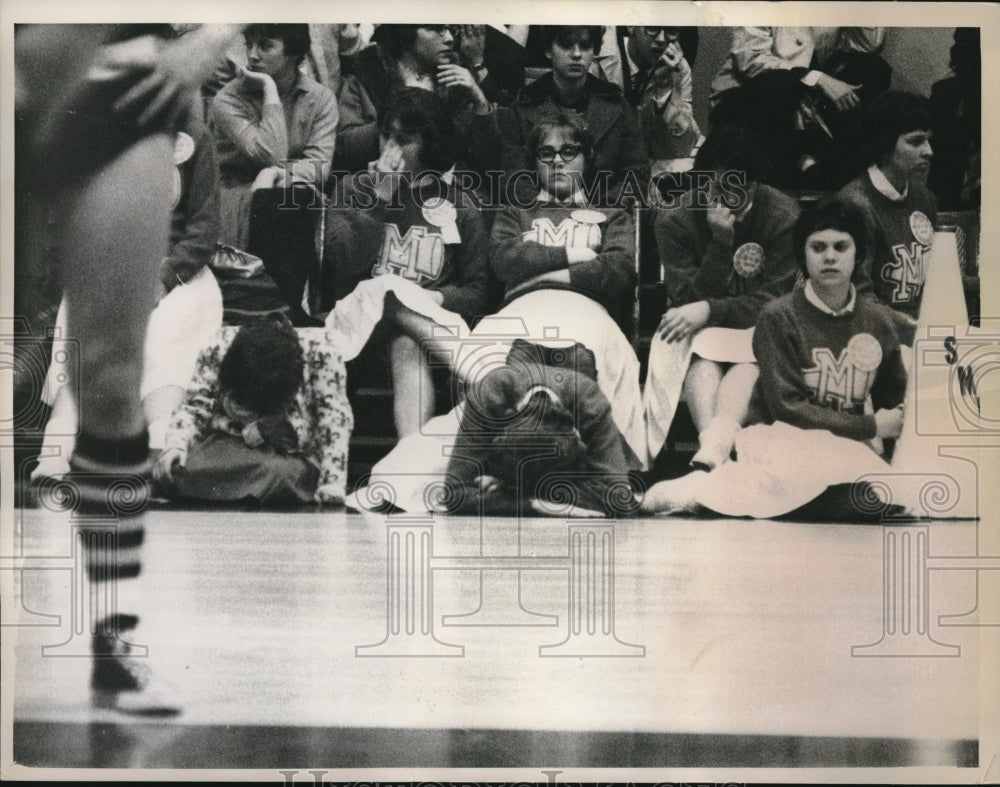 1961 Cheerleader & Fan Bury Head As St Mary's Basketball Team Loses - Historic Images