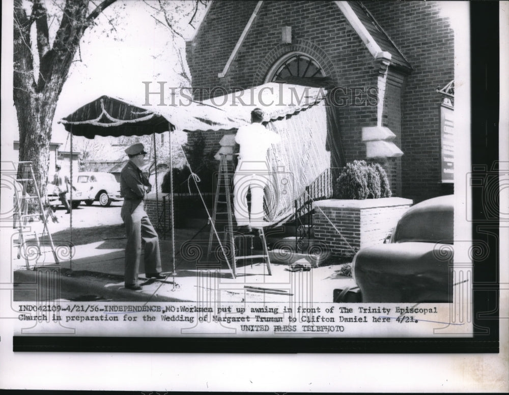 1956 Press Photo Trinity Episcopal Church Preparing for Wedding Margaret Truman - Historic Images