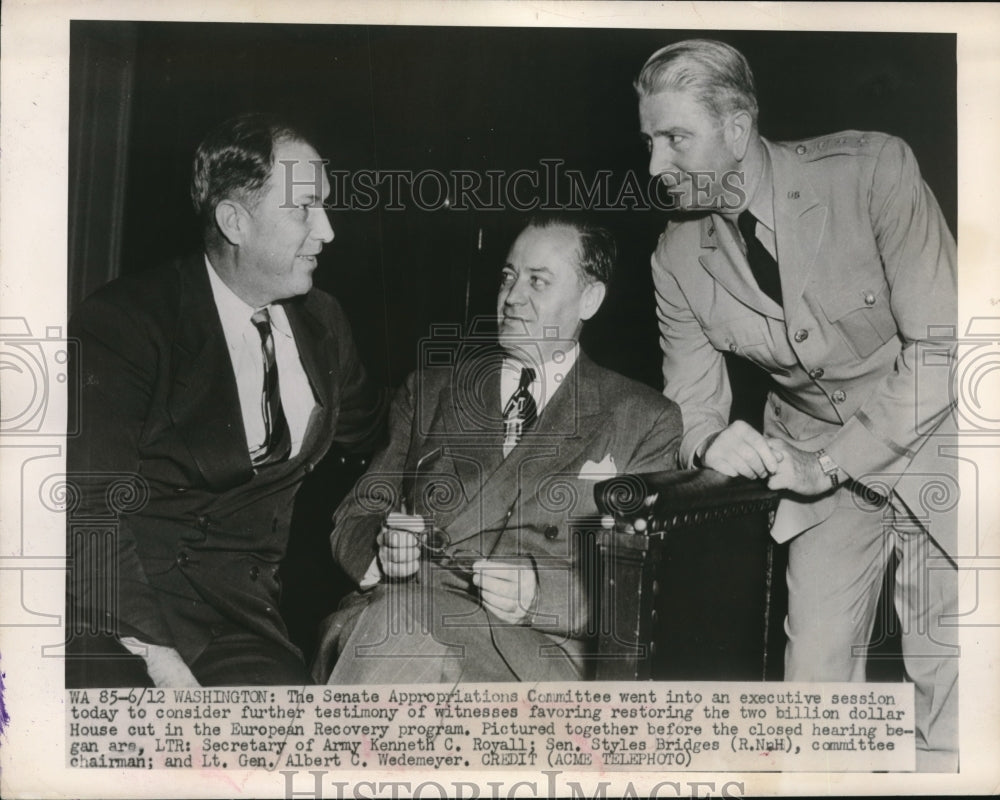 1948 Press Photo D.C. Senate Appropriations Comm, KC Royall, Army Sec - Historic Images