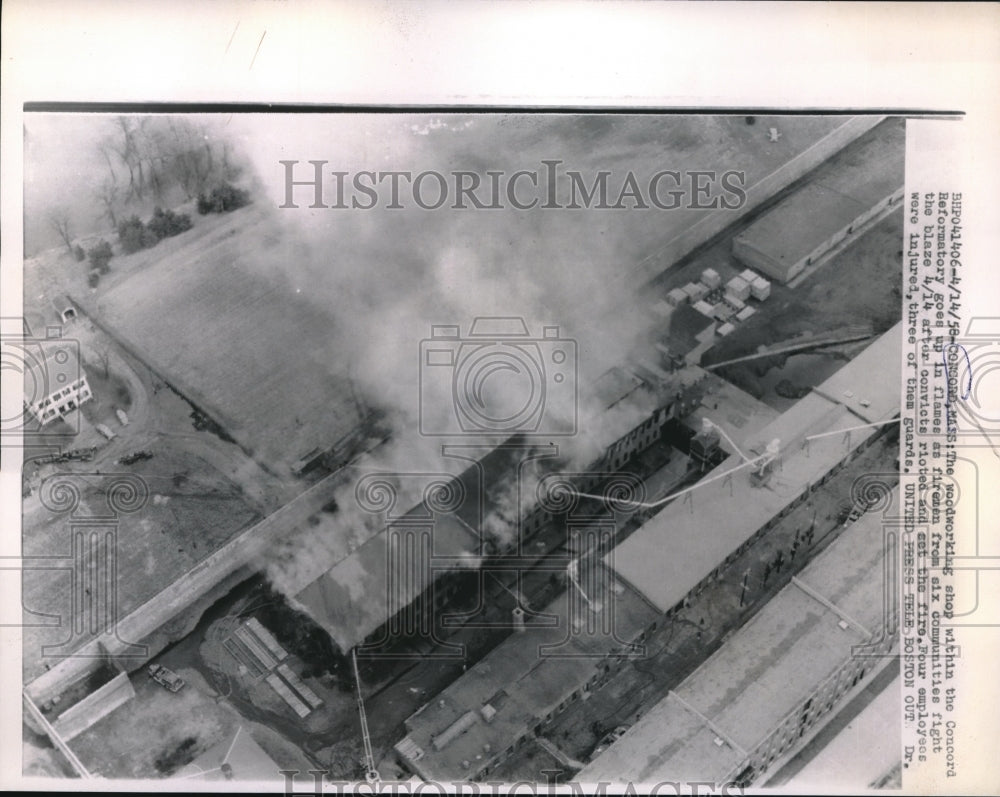 1958 Concord Reformatory Fire After Convicts Rioted and Set Fire - Historic Images