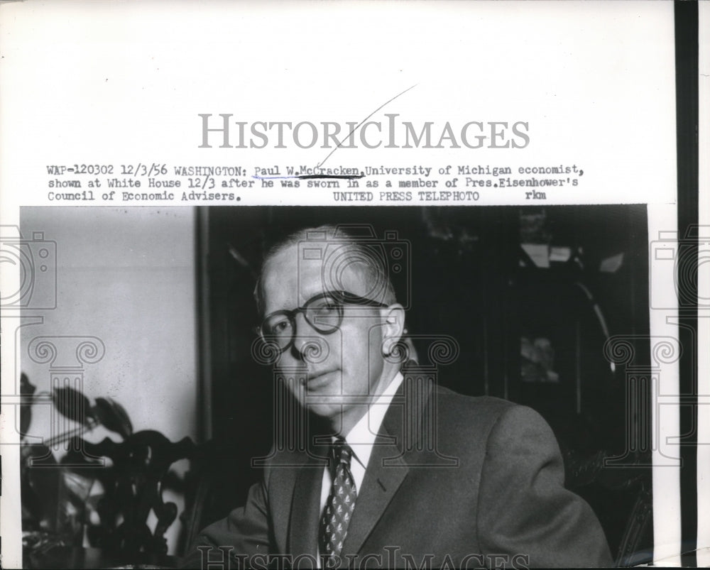 1956 Press Photo Paul W. McCracken University Of Michigan Economist - Historic Images