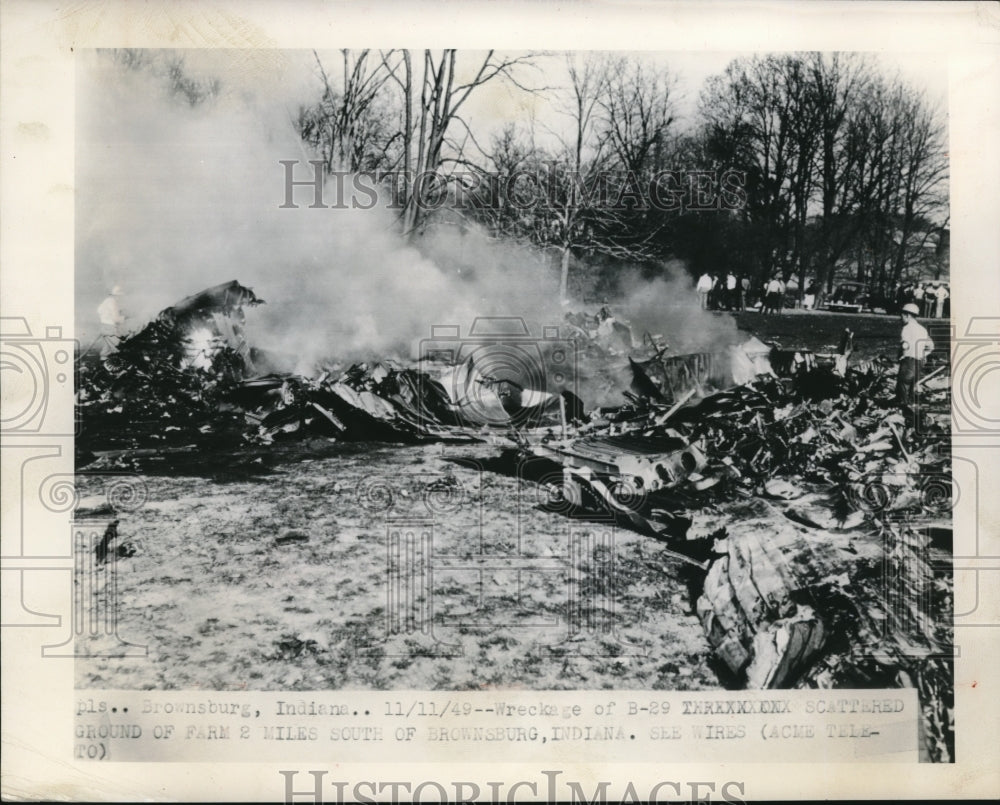 1949 Press Photo Wreckage of B-29 Brwonsburg Indiana- Historic Images