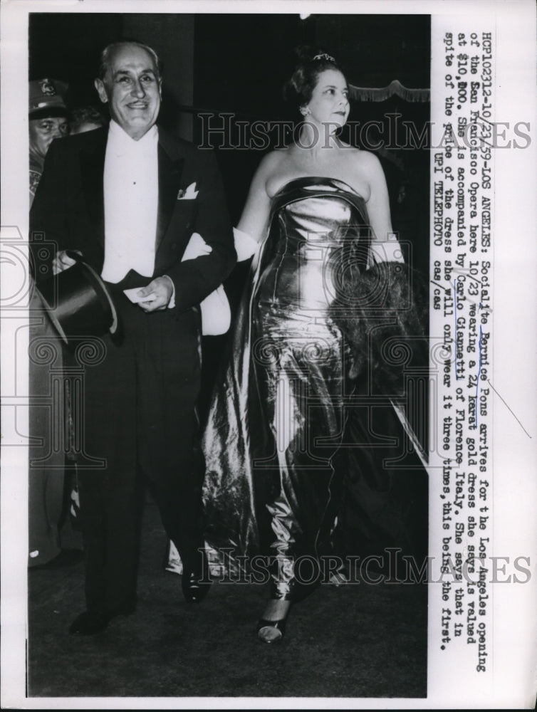 1959 Press Photo Bernice Pons, Carlo Giannetti in Los Angeles - Historic Images