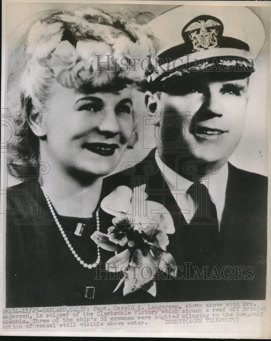 1947 Captian & Mrs Gerald Laugersen Ship Sank Oakland California - Historic Images